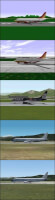 De Boeing 737 in Microsoft Flight Simulator door de jaren heen. Van boven naar beneden zijn het de versies FSW95, FS98, FS2000, FS2002 en FS2004.