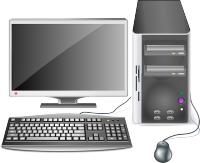 Bij een desktop moet je vaak nog allerlei apparatuur kopen zoals een scherm, toetsenbord en computermuis / Bron: OpenClipart Vectors, Pixabay